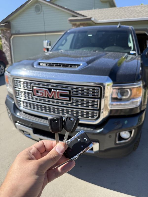 GMC Sierra key fob cut and programmed at the truck in North Idaho